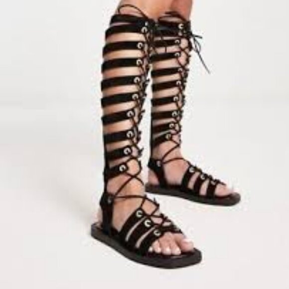 FREE PEOPLE Suede Sun Chaser Tall Gladiator Sandals - Picture 6 of 11